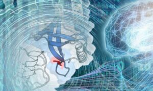 Artist's impression of phosphosite and machine learning
