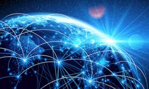 Artist's interpretation of COVID-19 data sharing networks around the world
