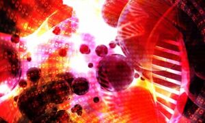 Collage of DNA spiral, single cells, and with data superimposed
